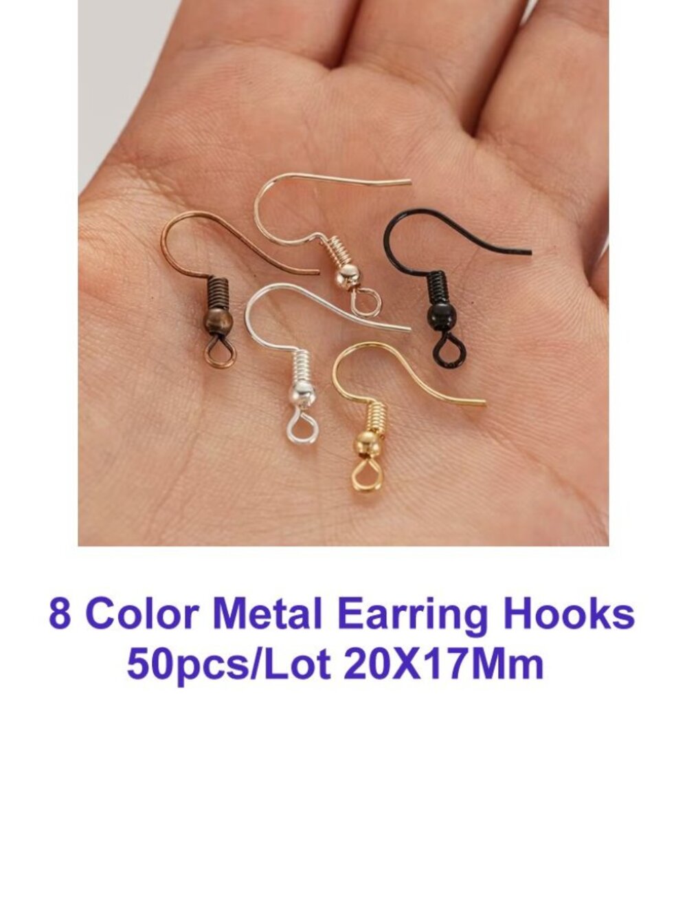 8 Color Metal Earring Hooks 50pcs/Lot 20X17mm